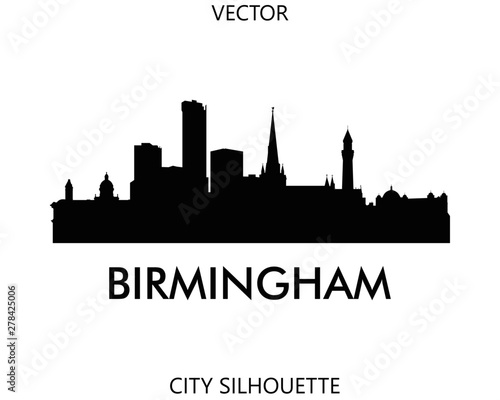Birmingham skyline silhouette vector of famous places