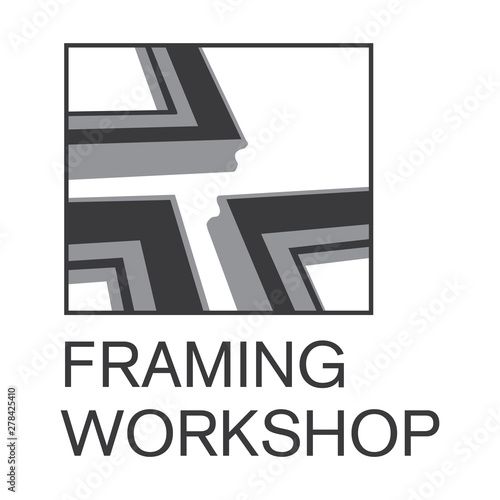 logo on the theme of framing workshop, frame
