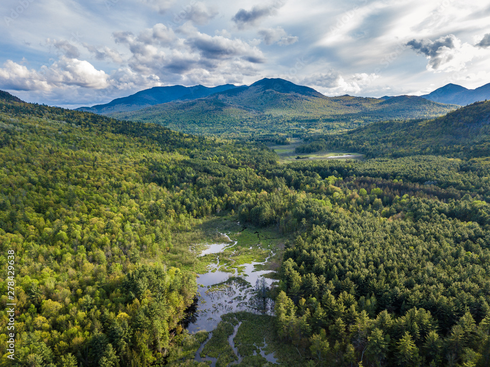 Aerial panaroma of Adirondack Mountains
