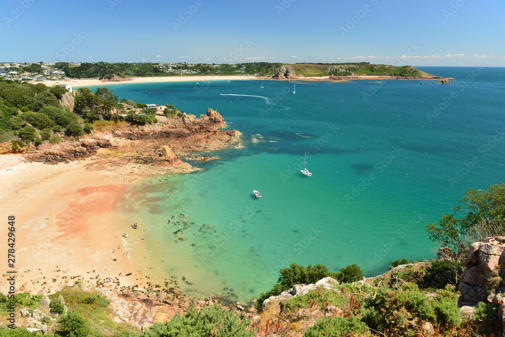 Beauport and St Brelade Bays, Jersey, U.K. Picturesque view in the Summer.