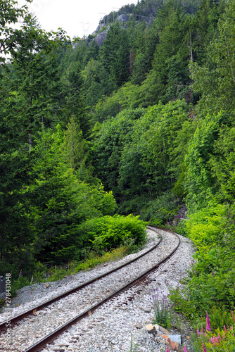 Perspective of railroad tracks near Squamish BC, Canada.