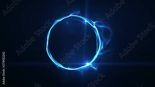 blue neon circle energy abstract