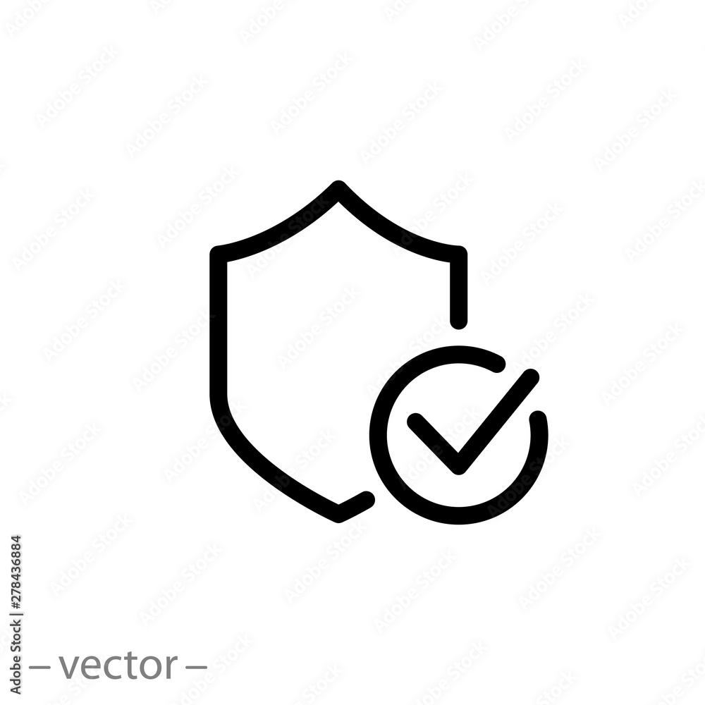 protection shield icon, quality guarantee, shield secure logo, safe protect , thin line symbol for web and mobile phone on white background - editable stroke vector illustration eps10 protection shield icon, quality guarantee, shield secure logo, safe protect , thin line symbol for web and mobile phone on white background - editable stroke vector illustration eps10