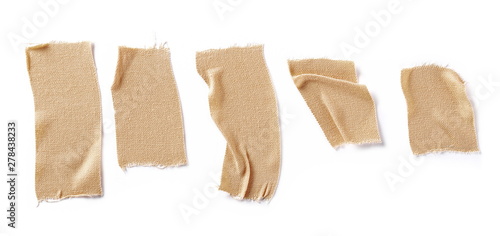 Leinwand Poster Adhesive bandage set and collection isolated on white background, top view
