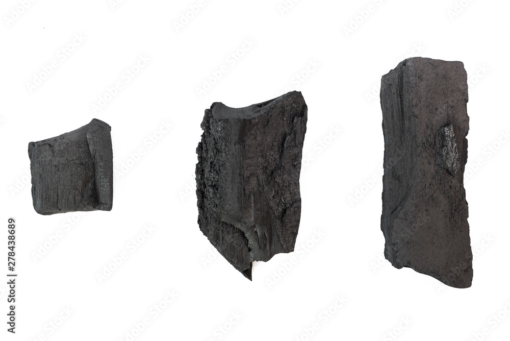 Black coal isolated on a white background.