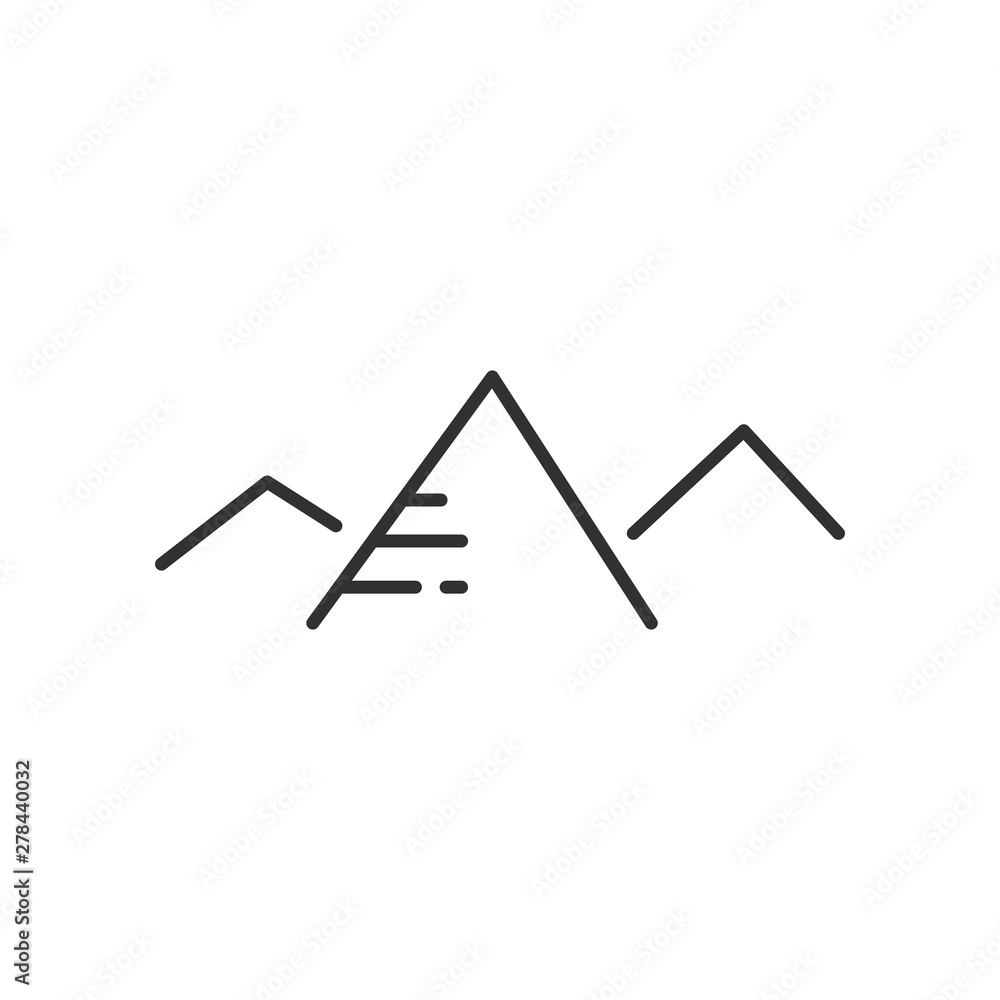 mountains and sun flat linear icon in black and white colors. Line vector icon for websites and mobile minimalistic flat design. mountains and sun flat linear icon in black and white colors. Line vector icon for websites and mobile minimalistic flat design.