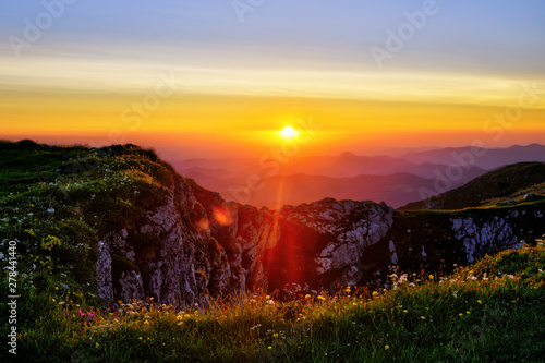 Sunrise at the summit of the tscher in Lower Austria photo