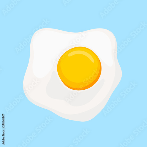 Scrambled eggs with yellow yolk top view. Yellow fried egg to breakfast. Vector illustration
