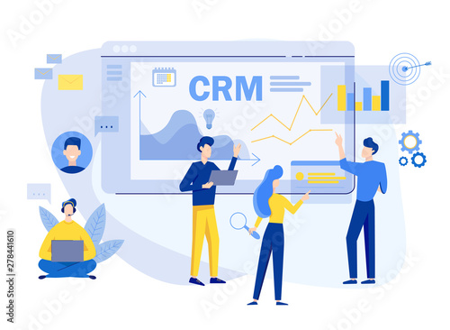 Customer relationship management concept background. CRM vector illustration. Company Strategy Planning. Business Data Analysis photo