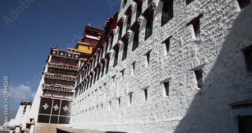 A view of the Potala Palace in Lhasa, Tibet - an important spiritual destination for Tibetan Buddhist monks and the former residence of the Dalai Lama. 