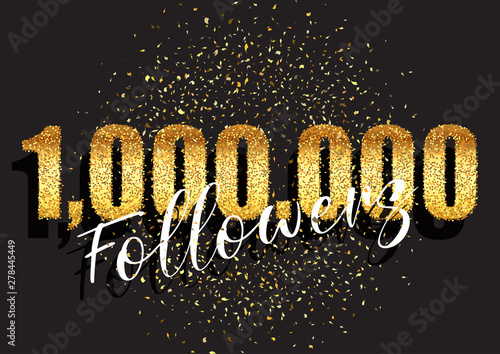 One million followers glittery celebration background