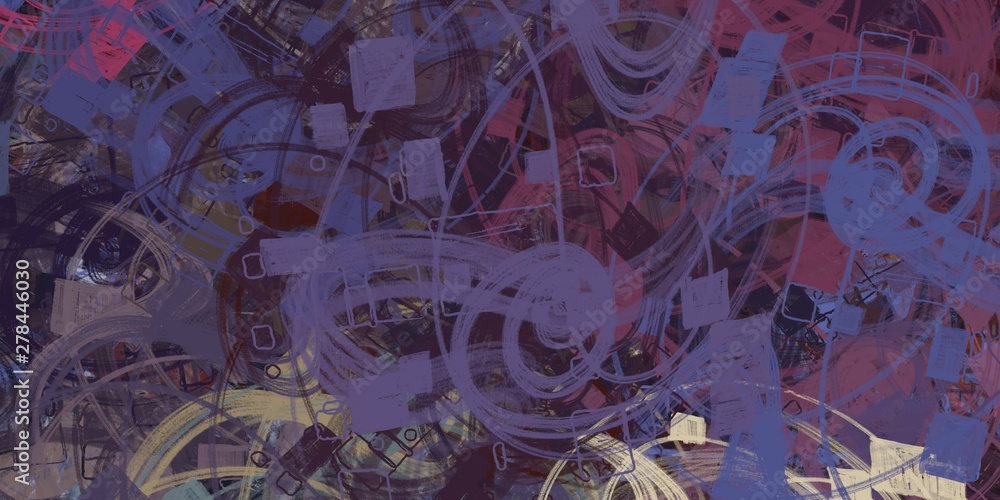 Fototapeta premium Crazy sketch random pattern. Creative chaos and variety. Modern art drawing painting. 2d illustration. Digital texture wallpaper. Artistic sketch draw backdrop material. 