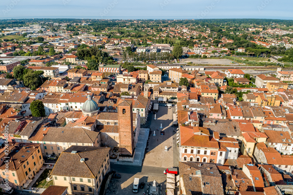 Aerial view of small town Pietrasanta in Versilia northern Tuscany in province of Lucca, Italy Aerial view of small town Pietrasanta in Versilia northern Tuscany in province of Lucca, Italy
