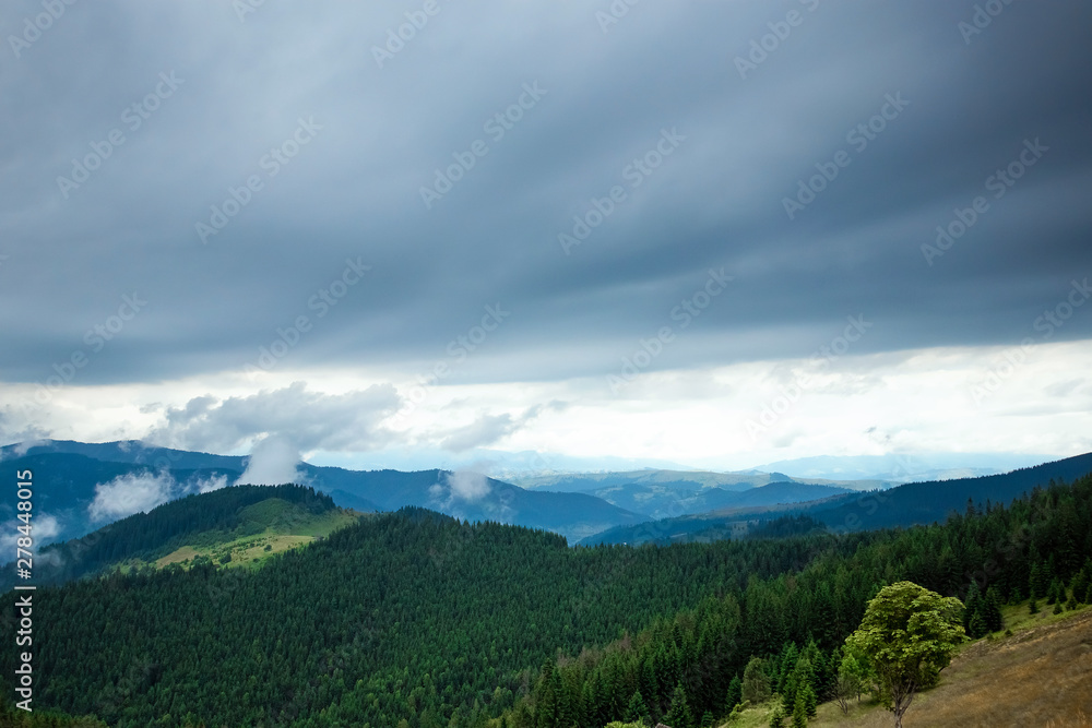 Naklejka premium Mountain, beautiful landscape. Ukraine, the Carpathian Mountains. Concept of travel, tourism, holidays, vacation
