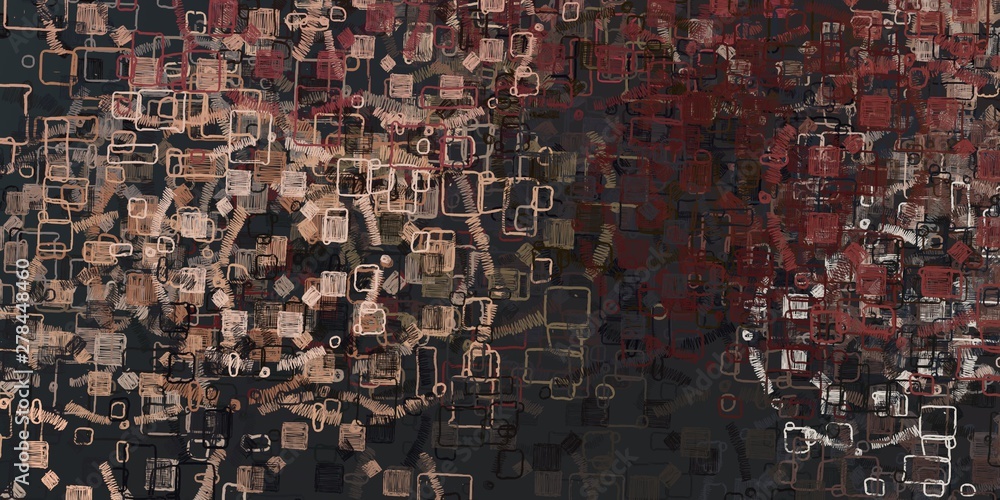 Fototapeta premium Handmade surreal abstract pattern. Modern artistic canvas. 2d illustration. Texture backdrop painting.