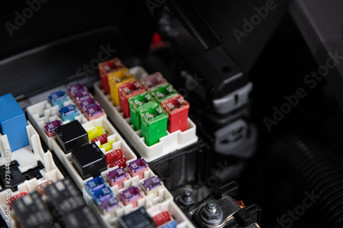 Photos Car electric fuses and relays.