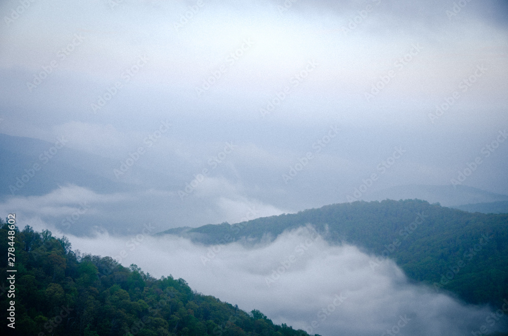 misty valley  in shenandoah national park usa