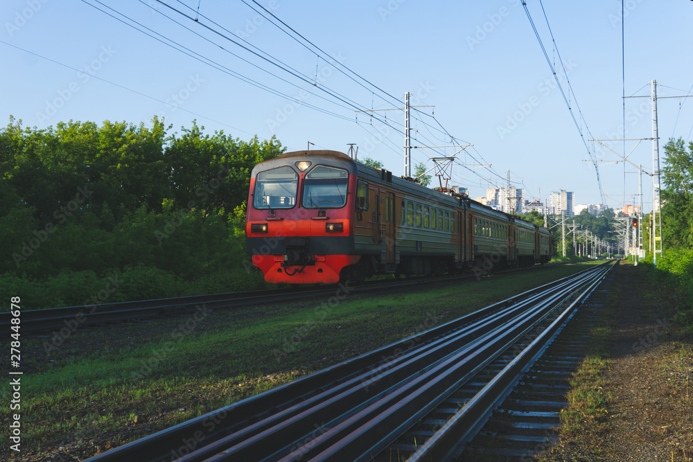 Naklejka premium morning commuter train