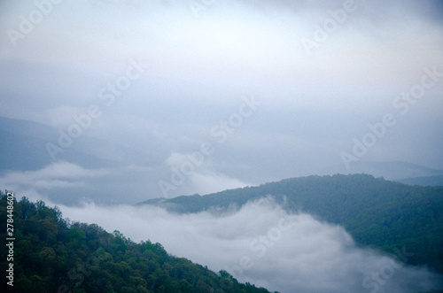 misty valley in shenandoah national park usa