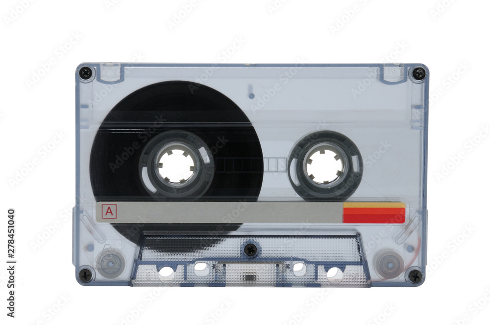Obraz premium Compact audio tapes for magnetic recording on a white background.Compact cassette