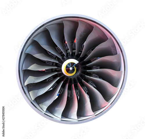 Jet engine front view isolated on white background