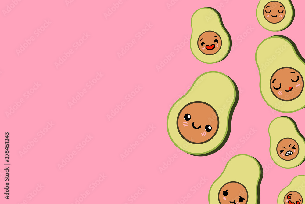 Banner template with place for text - funny Emoji avocado Vector illustration Banner template with place for text - funny Emoji avocado Vector illustration