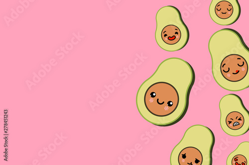 Banner template with place for text - funny Emoji avocado Vector illustration