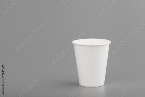 disposable empty white paper cup copyspace
