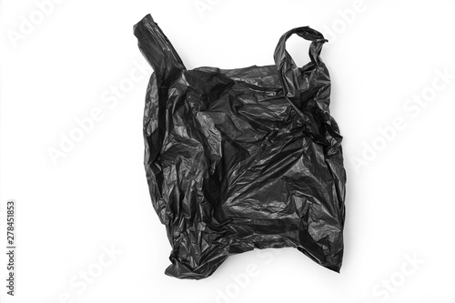 Black plastic bag isolated on white