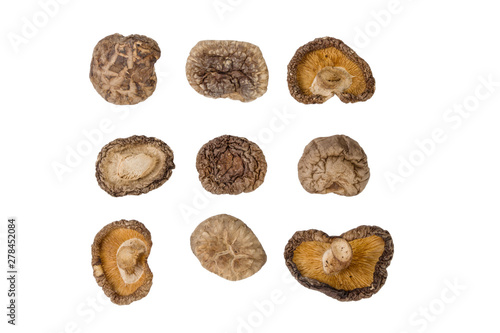 dried Shitake mushroom isolated on white background. food ingredient.