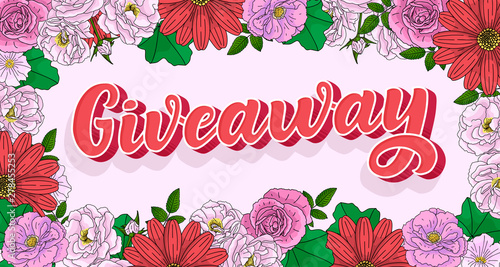 Vintage card with giveaway lettering. Calligraphy text. Decoration template. Vector illustration for holiday design.