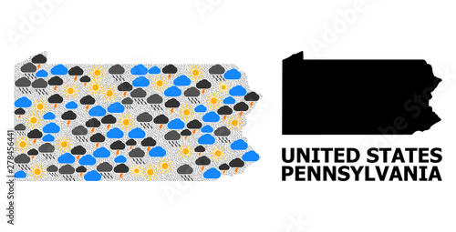 Weather Collage Map of Pennsylvania State