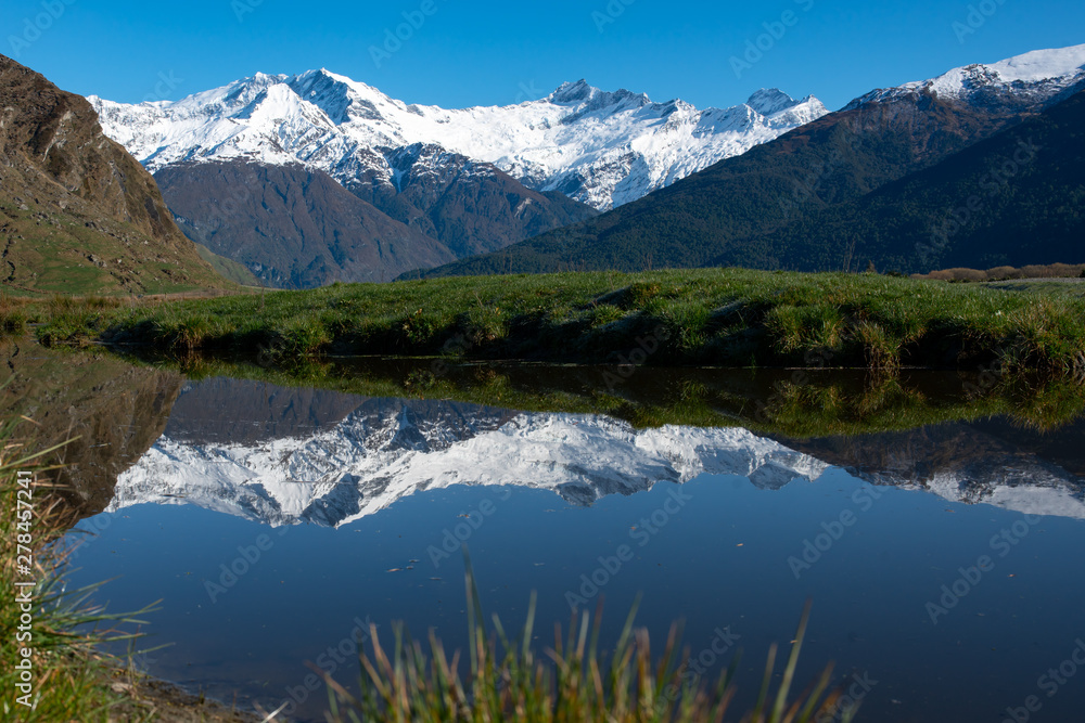 Stunning natural scenery in Mount Aspiring national park beneath the Southern Alps