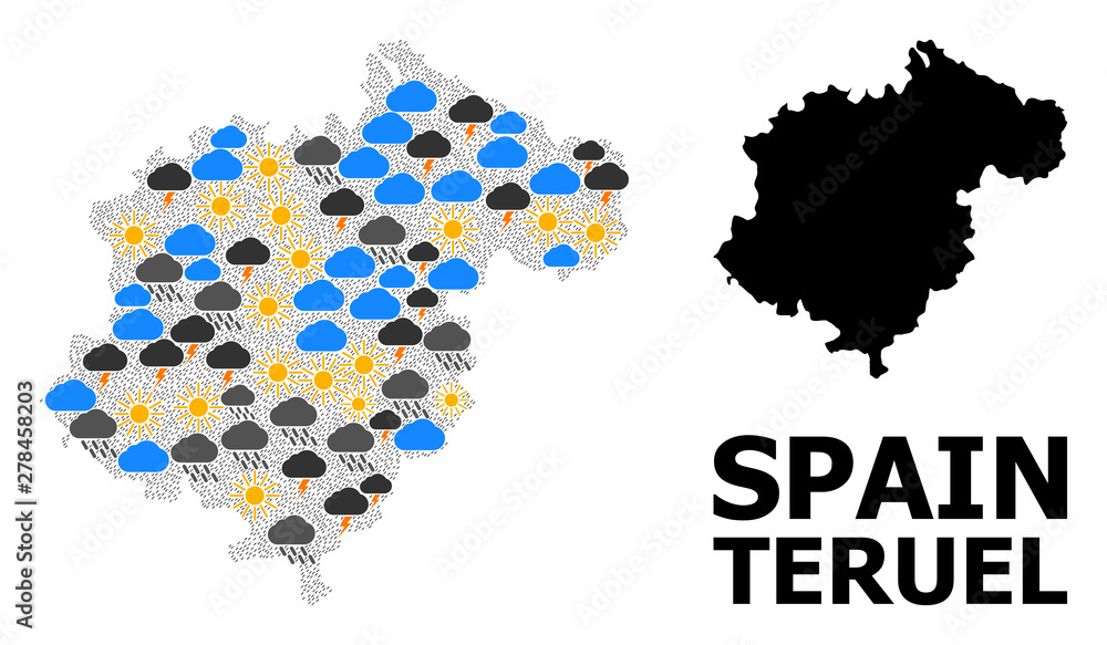 Obraz premium Weather Mosaic Map of Teruel Province