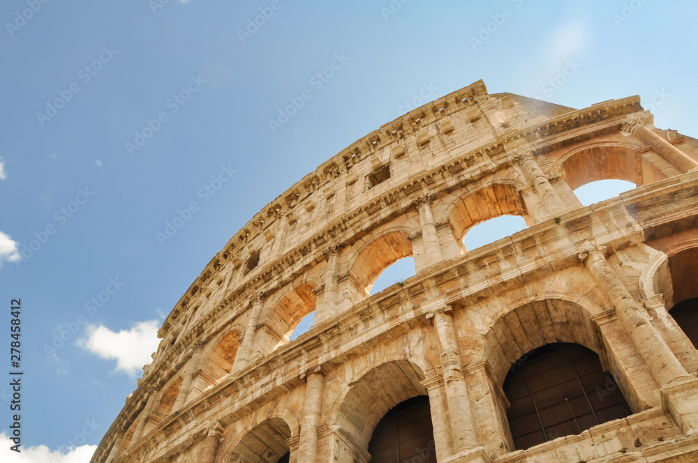 Arches of Roman Colosseum exterior amphitheater arena wall detail