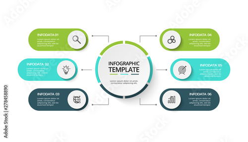 Creative concept for infographic with 6 steps, options, parts or processes. Business data visualization. Vector business template for timeline presentation.
