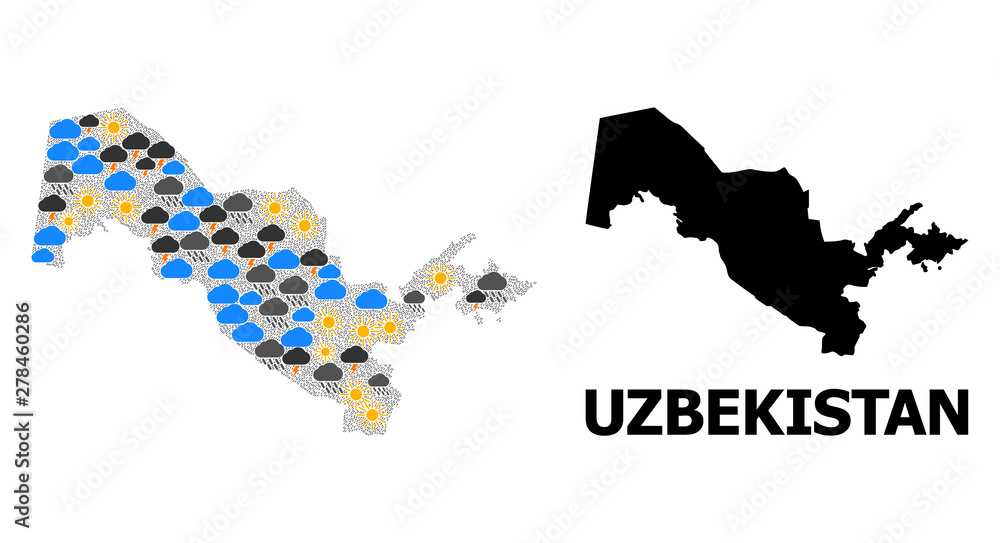 Climate Collage Map of Uzbekistan