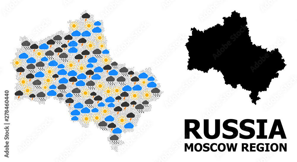 Weather Collage Map of Moscow Region