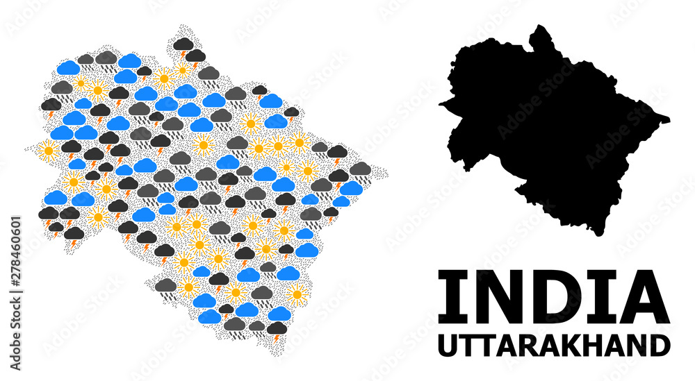 Climate Collage Map of Uttarakhand State Stock Vector | Adobe Stock