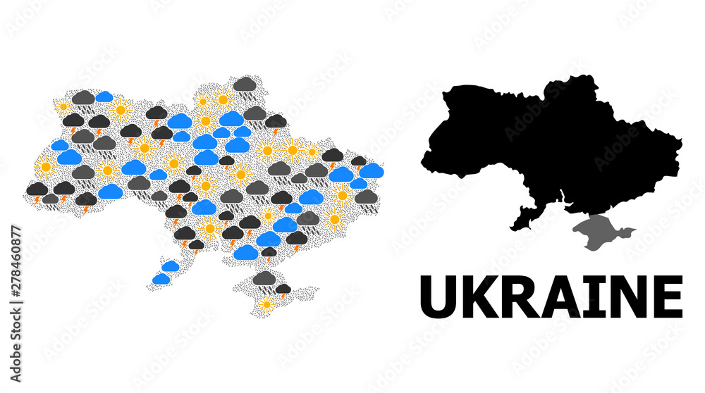 Obraz premium Weather Collage Map of Ukraine
