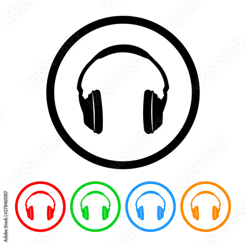 Heaphones icon vector music headphones illustration design element with four color variations