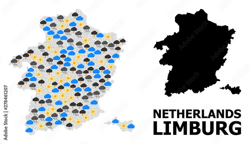 Obraz premium Weather Collage Map of Limburg Province