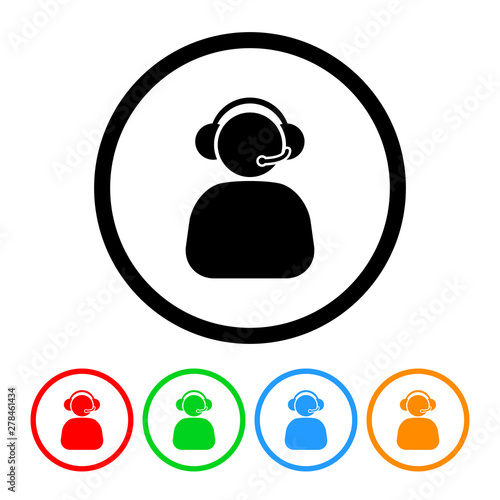 Phone operator icon vector telephone call center operator illustration design element with four color variations