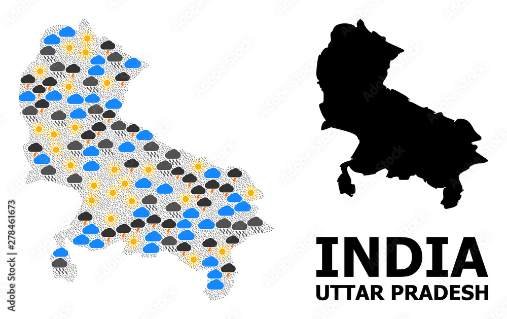 Obraz premium Weather Mosaic Map of Uttar Pradesh State
