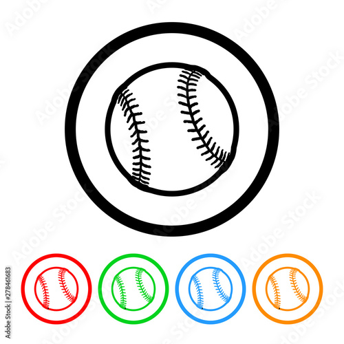 Baseball icon outlined vector baseball ball illustration sports design element with four color variations