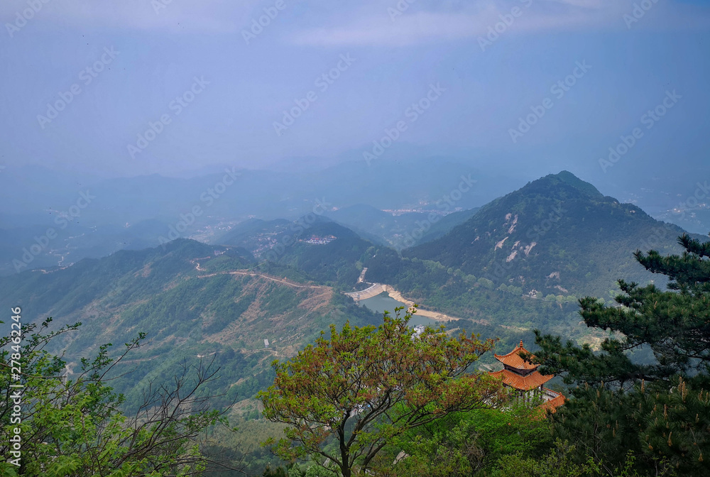 Beautiful mountain with blue sky at the country side of China.