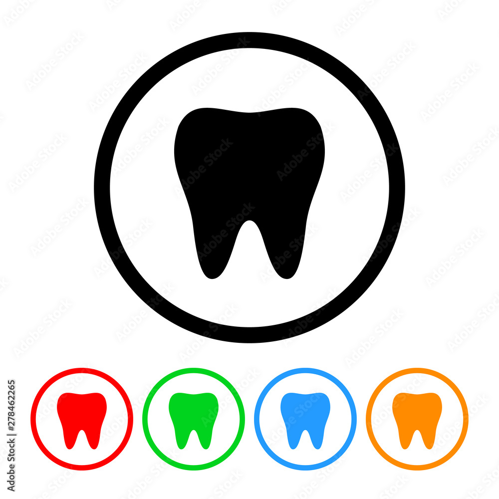 Tooth icon vector tooth silhouette dentist sign symbol illustration design element with four color variations Tooth icon vector tooth silhouette dentist sign symbol illustration design element with four color variations