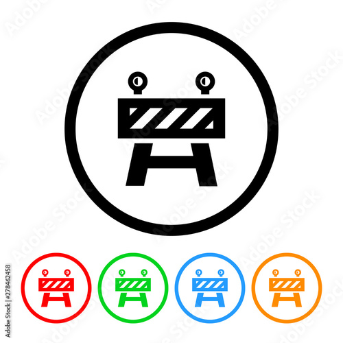Roadblock icon vector road block illustration construction hazard warning design element with four color variations