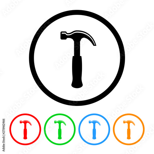 Hammer icon vector hammer illustration construction design element with four color variations