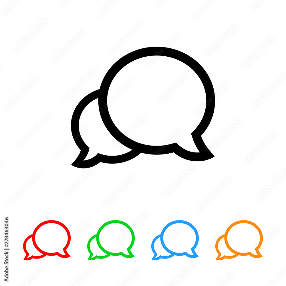 Two speech bubbles icon vector chat balloons illustration design element with four color variations Two speech bubbles icon vector chat balloons illustration design element with four color variations